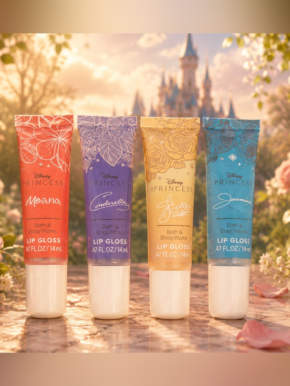Disney Princess x Bath & Body Works Lip Gloss Collection – Set of 4 (New)